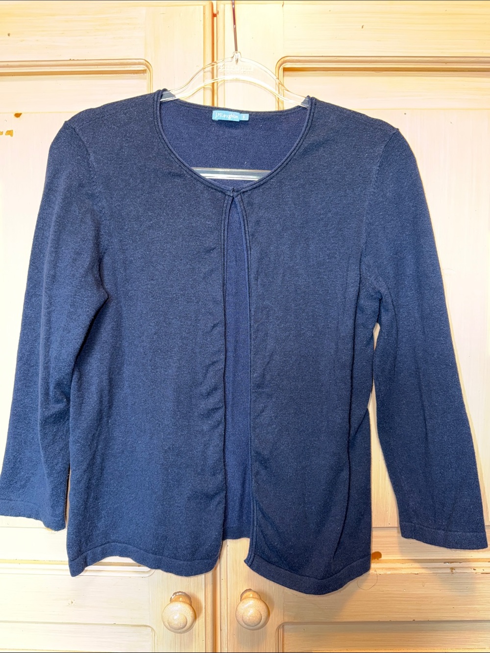 J. McLaughlin Navy Knit Crewneck Cardigan